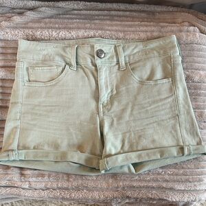 American Eagle Outfitters Mint Green Rolled-Hem Denim Shorts